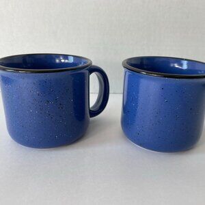 Marlboro Unlimited Blue Speckled Coffee Mugs with black rim, Set of 2